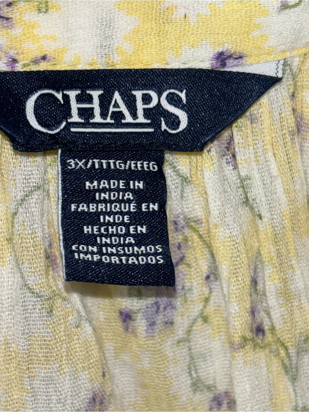 Chaps Yellow Floral Ruffle-Trim Peasant Blouse - Picture 8 of 14